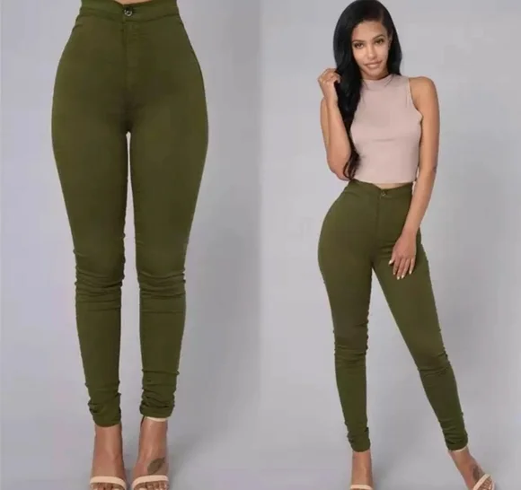 WOMEN HIGH WAIST STRETCH PANTS - Picture 1 of 6